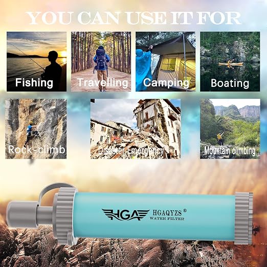 4 Packs of Water Filter Straws, Portable Personal Water Filtration System, Ultrafiltration Water Purifier, Emergency Preparedness for Camping, Hiking, Drinking, Travel, Hunting, and Family Outings