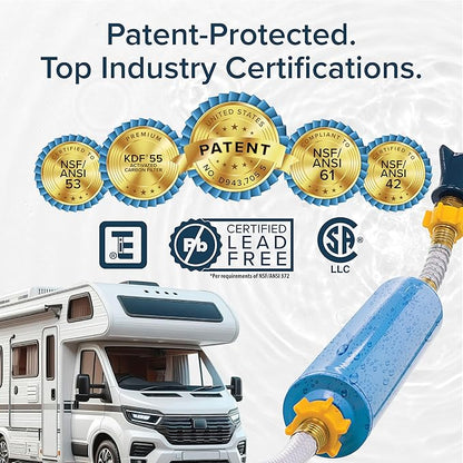 Camco Tastepure RV Water Filter - Advanced 6-Step Patent-Protected Filtration - Camping Essentials for Fresh Drinking Water - 2-Pack of RV Inline Water Filters, Made in USA (40045)