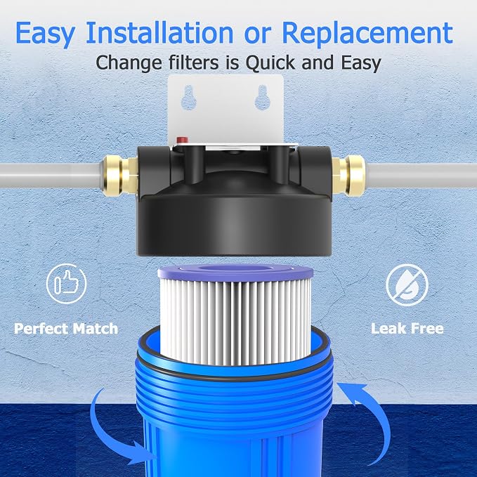 5 Micron Whole House Water Filter Cartridge, 10" x 4.5", 4-Pack | Pleated Sediment Filters for Well Water, Replacement for FXHSC, GXWH40L, GXWH35F, W50PEHD, W10-PR, R50-BBSA