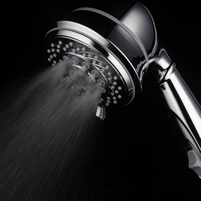 AquaCare by Hotel Spa 7-Setting Filtered Handheld Shower Head with Patented ON/OFF Pause Switch and Enriched KDF Shower Filter Cartridge Inside 4 Inch