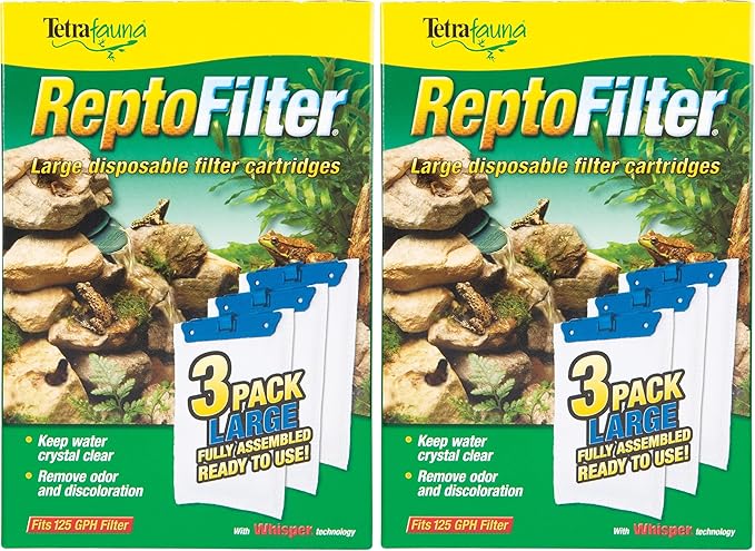 Tetra ReptoFilter Large Filter Cartridges for Terrariums, Fits TetraFauna ReptoFilter 50 gal, 3 Count (Pack of 2)