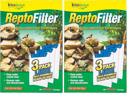 Tetra ReptoFilter Large Filter Cartridges for Terrariums, Fits TetraFauna ReptoFilter 50 gal, 3 Count (Pack of 2)