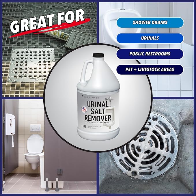 Allied Science Urinal Salt Remover - Uric Acid Salts Scale Remover Unclogs Urinals and Removes Uric Acid Odors - 1 Gallon / 128 fl oz