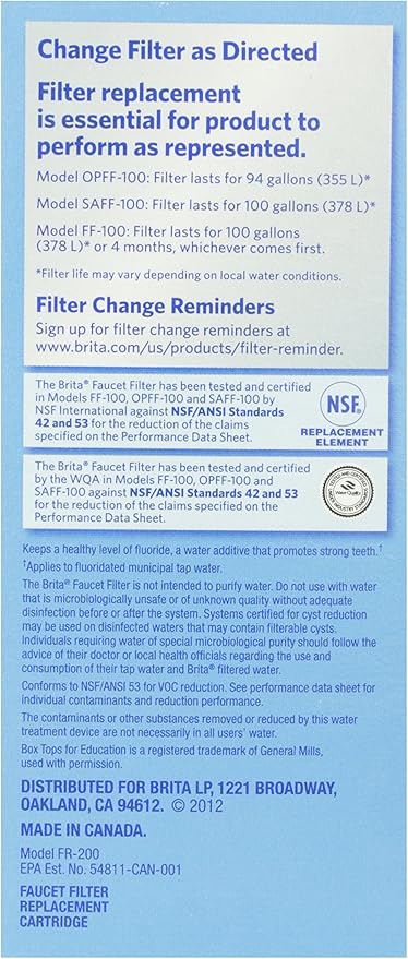Brita Tap Water Filter, Water Filtration System Replacement Filters for Faucets, Reduces 99% of Lead, White, 1 Count
