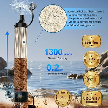 Water Filter Straw 20 Pack – Outdoor Camping & Hiking Survival Gear Kit for Family Use, Ultra-Light Personal Filter Straws for Backpacking,Camping, Bug-Out Bags and Emergency Preparedness