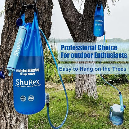 6L Gravity Fed Water Filtration System with Adjustable Tree Strap | 1.5 Gal Large Gravity Bag with Filter Straw, Water Purifier Survival for Travel, Backpacking, and Emergency Preparedness (6L)