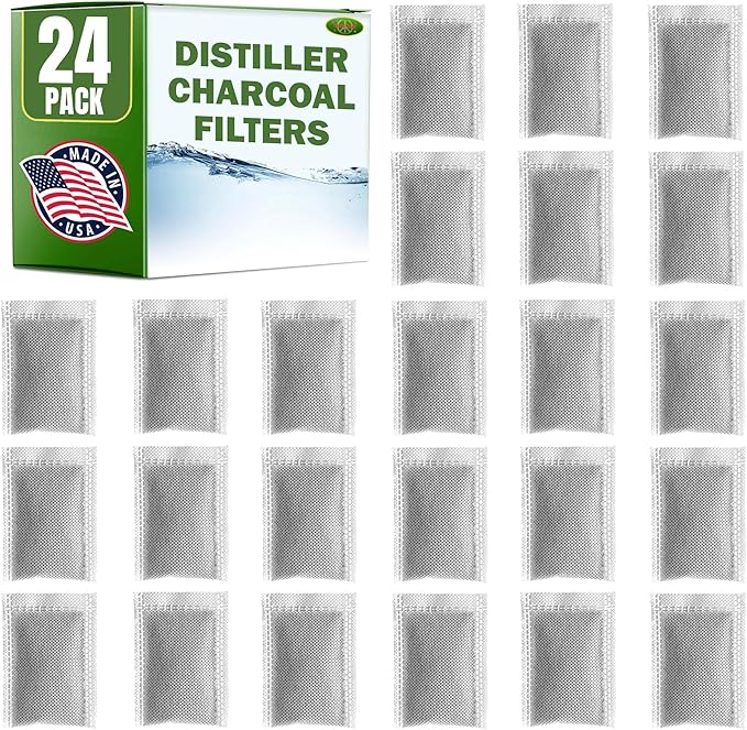 Green Piece® 24 Pack Distiller Filters – Activated Charcoal Carbon Sachets (Made in USA) | Odor & VOC Absorbing Water Filters Compatible with Megahome & Countertop Distillers