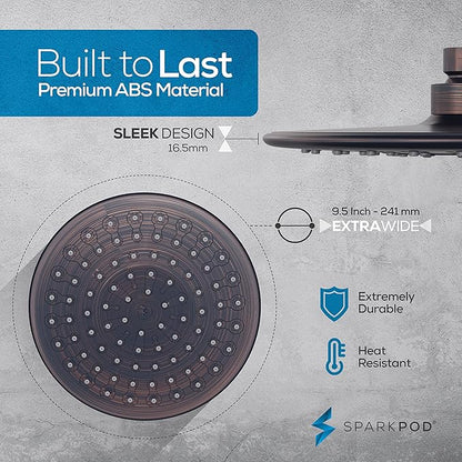 SparkPod Luxury Filtered Shower Head Set 23 Stage Shower Filter - Reduces Chlorine and Heavy Metals - High Pressure Showerhead Filter (9.5" Round, Vintage Oil Rubbed Bronze)