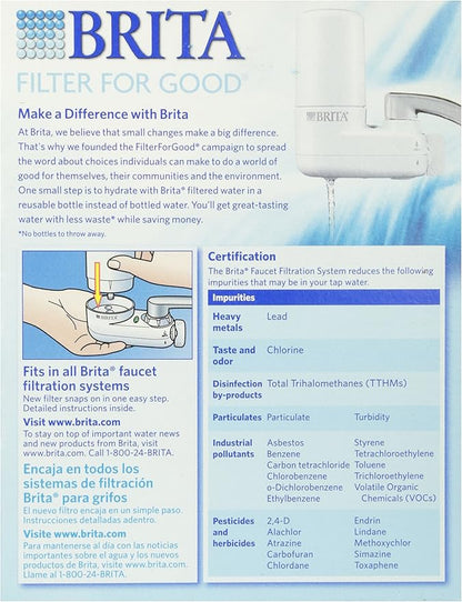 Brita Tap Water Filter, Water Filtration System Replacement Filters for Faucets, Reduces 99% of Lead, White, 1 Count