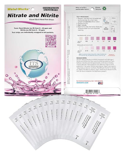 Industrial Test Systems WaterWorks 481109 Nitrate/Nitrite Nitrogen Test Strip, 1 Minutes Test Time, 0-50 ppm Range (Pack of 30)