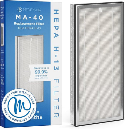 Medify MA-40 Genuine Replacement Filter for Allergens, Smoke, Wildfires, Dust, Odors, Pollen, Pet Dander | 3 in 1 with Pre-filter, HEPA and Activated Carbon for Removal to 0.3 Microns | 1-Pack