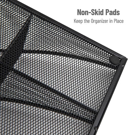 Mind Reader Countertop Organizer, 2-Tier Office Breakroom Supply Caddy, Metal Mesh, Black