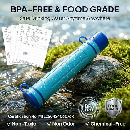 Greeshow Portable Water Filter Straw, Personal Water Filtration System, Replaceable Filter Cartridge, Outdoor Water Purifier Emergency Survival Gear for Hiking Camping Backpacking, GS-28H1, 3 Pack