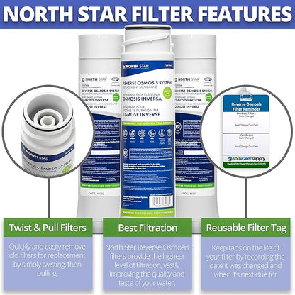 Northstar Reverse Osmosis Filter Set - Contains Membrane 7287514 and New Pre and Post Filter Set NSROPF4 (Replacement for set 7287506) with Maintenance Reminder Tag - Authentic NorthStar OEM