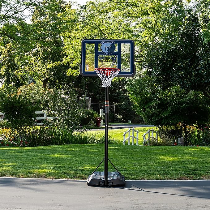 Lifetime NBA Memphis Grizzlies Portable Basketball Hoop, Adjustable Height 7.5-10 Ft, 44 Inch Shatterproof Fusion Backboard, Base with Wheels