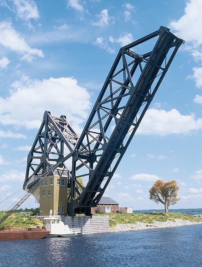 Walthers Cornerstone Operating Single-Track Railroad Bascule Bridge 933-3070 HO Scale Model Railroad - Structure Kit