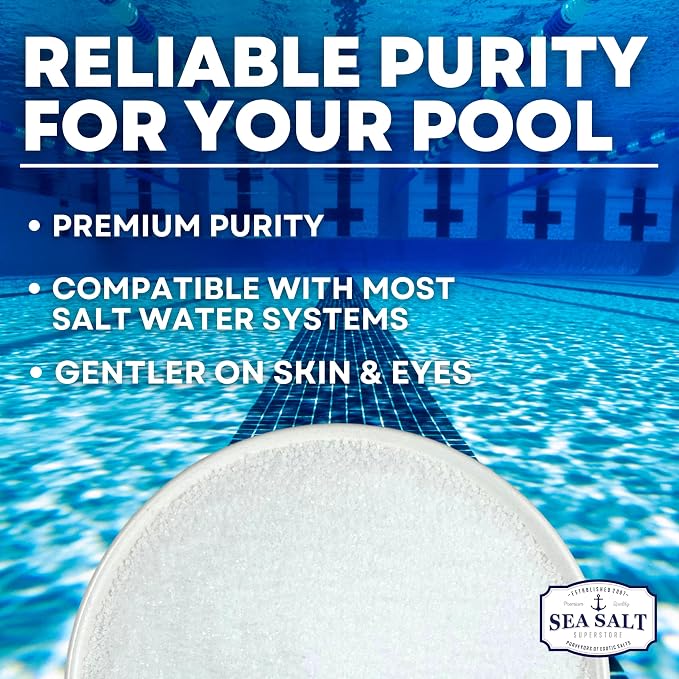 Pool Salt for Saltwater Pools and Chlorine Generators Including Ace Freshwater, Hotspring, Caldera, Chloromatic - 40 Lbs (5Lbs x 8-Pack) - Sea Salt Superstore