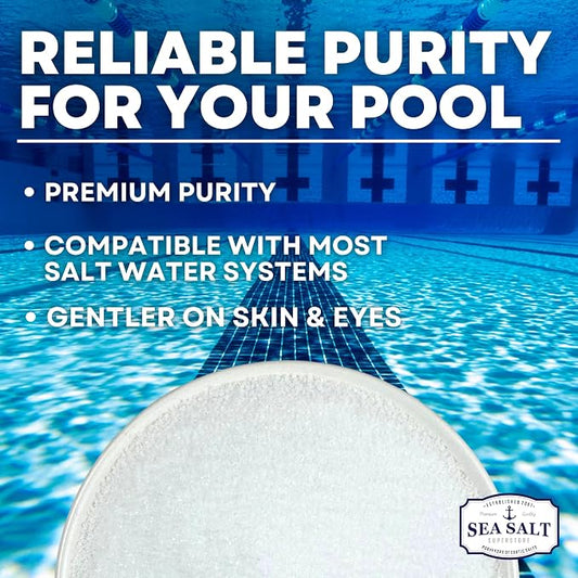Pool Salt for Saltwater Pools and Chlorine Generators Including Ace Freshwater, Hotspring, Caldera, Chloromatic - 40 Lbs - Box - Sea Salt Superstore