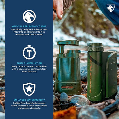 Survivor Filter - Carbon Replacement Filter | USA Tested - Compatible with PRO & PRO X Portable Emergency Water Filter