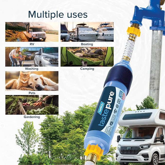 Camco Tastepure Sediment Pre-Filter for RV Water Filter-Features 20-Micron Water Filter System & Provides First Stage of_Water Filtration-Extends the Life of Inline_Water Filters (40048) (Pack of 4)