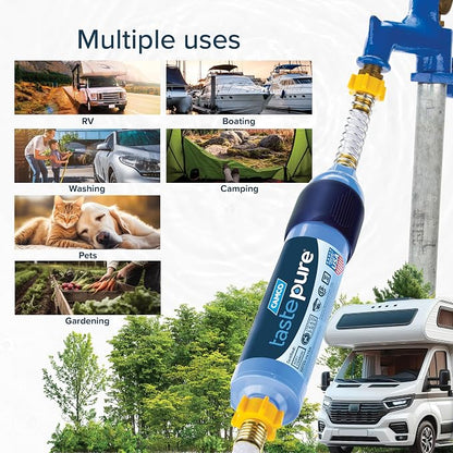 Camco Tastepure Sediment Pre-Filter for RV Water Filter-Features 20-Micron Water Filter System & Provides First Stage of_Water Filtration-Extends the Life of Inline_Water Filters (40048) (Pack of 4)