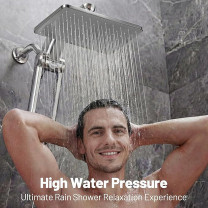 Dual Filtered Rainfall Handheld Showerhead Spray Combo with 7 Modes | 2026 Upgraded Shower Head Combo, Dual Filtration For Skin & Hair Care, One-Button Filter Replacement, Modern Chrome