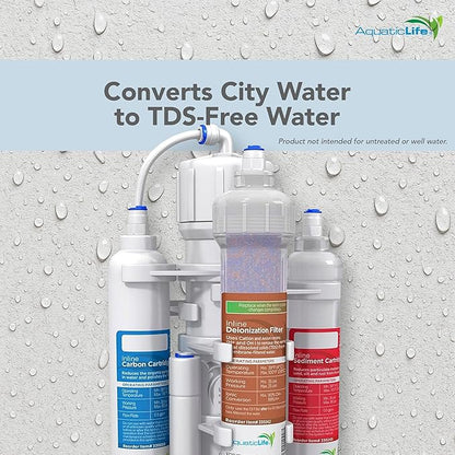 Aquatic Life RO Buddie 4-Stage Aquarium Water Filter System, Reverse Osmosis RO/DI Filtration Unit for Fish Tank, Fountains, and More, 50 GPD (Gallons Per Day)