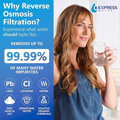 Express Water ROC001 UV Countertop Water Filter System – Hot, Room, Ambient Reverse Osmosis – 5 Stage RO Water Filter System with UV Water Purifier – No Installation Required