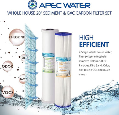 APEC Water Systems Filter-SET-CB2-20BB 20" Whole House Sediment and Carbon Replacement Filter Set, White