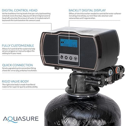 Aquasure Harmony Lite All-in-One 34,000 Grains Whole House Water Softener with Pleated Sediment Pre-Filter System | Reduces Hardness and Improves Water Quality | for 1-3 bathrooms
