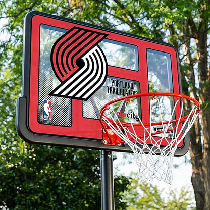 Lifetime NBA Portland Trail Blazers Portable Basketball Hoop, Adjustable Height 7.5-10 Ft, 44 Inch Shatterproof Fusion Backboard, Base with Wheels