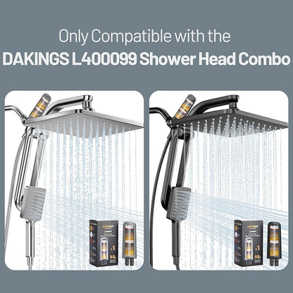 2-Pack Gray Shower Head Filter Replacement for L400099 DAKINGS Chrome Filtered Rainfall Shower Head Combo, Remove Chlorine, Reduces Dry Itchy Skin