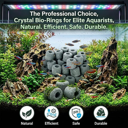 Sukh Ceramic Rings for Aquarium Filter – 1.6cm Porous Bio Media, 15oz Fish Tank Filtration Replacement for 20–55 Gallon Canister & Pond Systems, Includes 2 Media Bags for Freshwater Saltwater Setup