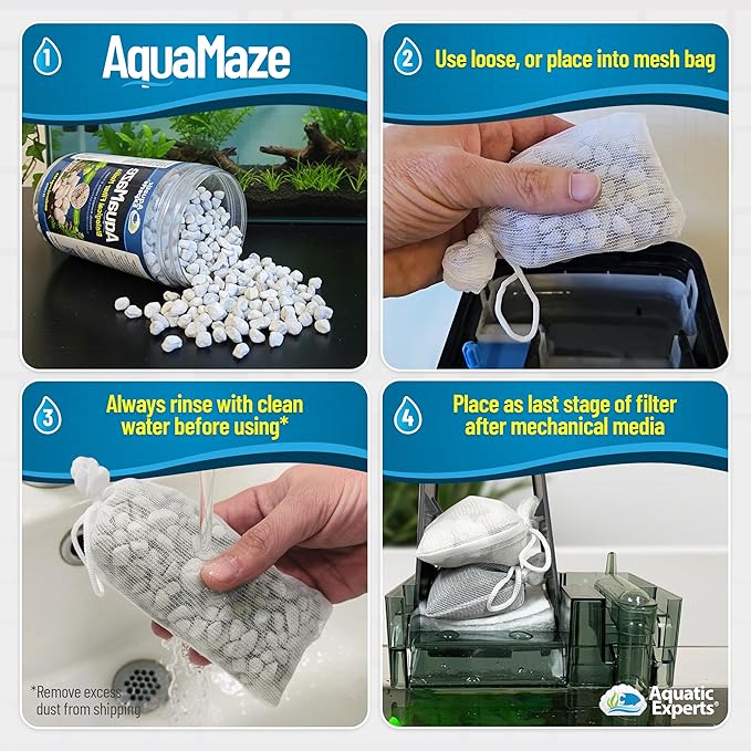 AquaMaze Aquarium Bio Media – 500 mL for Freshwater & Saltwater Tanks, Compatible with Canister, Sump & HOB Filters