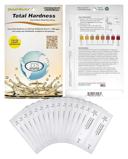 Industrial Test Systems WaterWorks 481108 Total Hardness Test Strip, 3 Second Test Time, 0-1000ppm Range (Pack of 30)