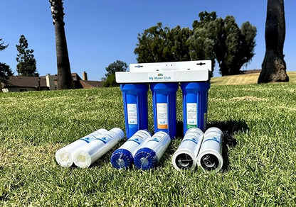 MyWaterClub Whole House Water Filter System, 3-Stage, with 2 Extra Filter Sets, 3/4" Port