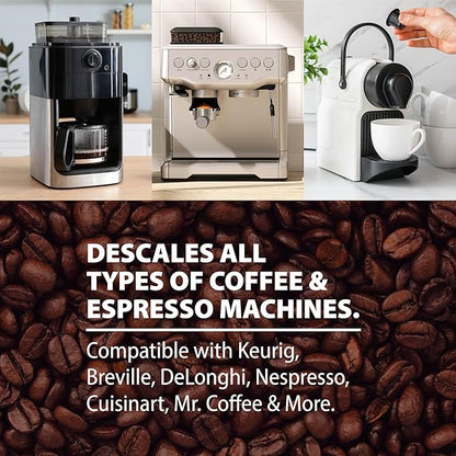 HARRIS Coffee Machine Descaler Descaling Solution, 32 fl oz (2 Pack, 8 Uses Each), Compatible with Keurig, Nespresso, Breville, DeLonghi, Jura & Ninja Coffee and Espresso Makers