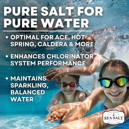 Pool Salt for Saltwater Pools and Chlorine Generators Including Ace Freshwater, Hotspring, Caldera, Chloromatic - 40 Lbs (5Lbs x 8-Pack) - Sea Salt Superstore