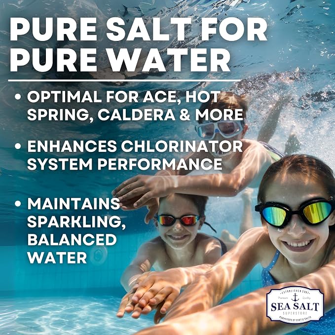 Pool Salt for Saltwater Pools and Chlorine Generators Including Ace Freshwater, Hotspring, Caldera, Chloromatic - 10 Lbs - 2-Pack - Sea Salt Superstore