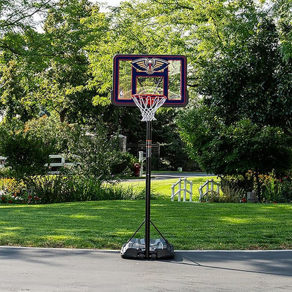 Lifetime NBA New Orleans Pelicans Portable Basketball Hoop, Adjustable Height 7.5-10 Ft, 44 Inch Shatterproof Fusion Backboard, Base with Wheels