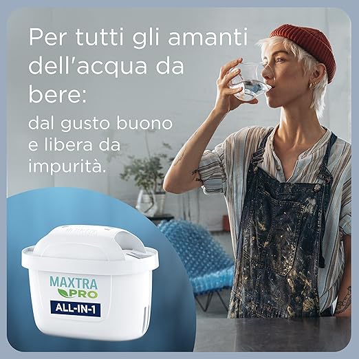 BRITA Marella Blue Water Filter Jug (2.4L) incl. 3 x Brita MAXTRA PRO All-in-1 Filters That Reduces Chlorine, Limescale and PFAS - Elegance and Functionality