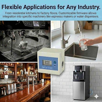 Savant Digital Flow Meter 3/8" NPT for Water Filter Systems | LCD Display, Gallon & Liter Counter, Countdown Reminder, Filter Change Alert, Auto Memory