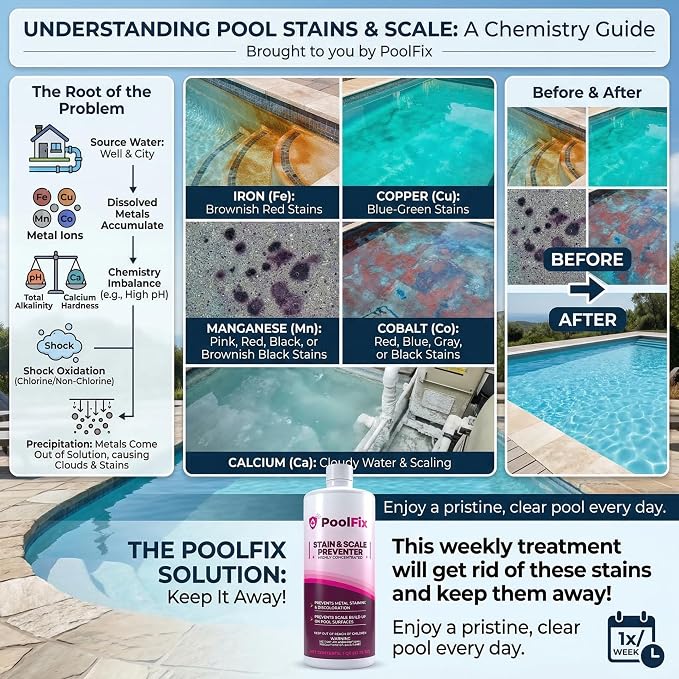 Stain & Scale Preventer – 1 Quart | Professional Grade Metal Stain & Scale Control for Pools & Spas | Protects Heaters, Pumps, Tile & Surfaces