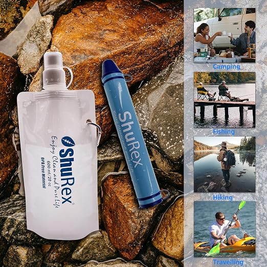6L Gravity Fed Water Filtration System with Adjustable Tree Strap | 1.5 Gal Large Gravity Bag with Filter Straw, Water Purifier Survival for Travel, Backpacking, and Emergency Preparedness (6L)
