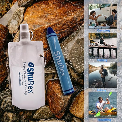 6L Gravity Fed Water Filtration System with Adjustable Tree Strap | 1.5 Gal Large Gravity Bag with Filter Straw, Water Purifier Survival for Travel, Backpacking, and Emergency Preparedness (6L)