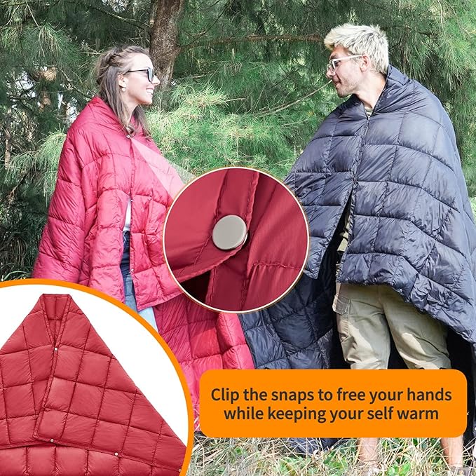 KingCamp Puffy Blanket for Camping, Warm Down Alternative Outdoors Indoors Quilt, Lightweight Compact Packable Windproof Blankets for Stadium, Airplane, Travel, Picnics, Backpacking