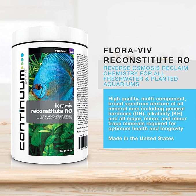 Continuum Aquatics Flora Viv Reconstitute RO – Reverse Osmosis Mineral Ion Supplement for Freshwater and Planted Aquariums