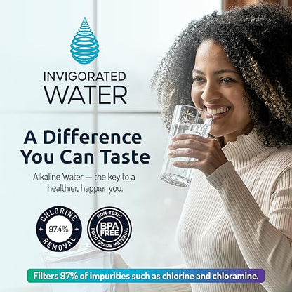 Invigorated Water pH Restore Glass Alkaline Water Pitcher - Long Lasting Water Filter Pitcher with Multi-Stage Filtration System - Glass Water Jug for High pH, Pure Drinking Water - 3.5 L / 118 Oz