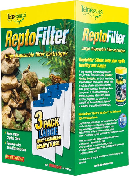 Tetra ReptoFilter Large Filter Cartridges for Terrariums, Fits TetraFauna ReptoFilter 50 gal, 3 Count (Pack of 2)