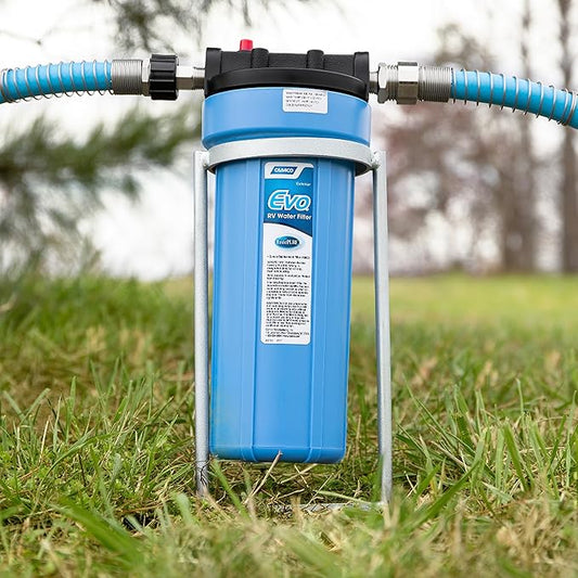 Camco Evo RV Water Filter Features Granulated Activated Carbon for Bacteria Control & a Replaceable Premium Spun Polypropylene Filter Cartridge Camper for Clean Drinking Water (40631) (Pack of 2)